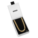 9mm Silver Cuban Link Box Clasp Chain Yellow Gold e