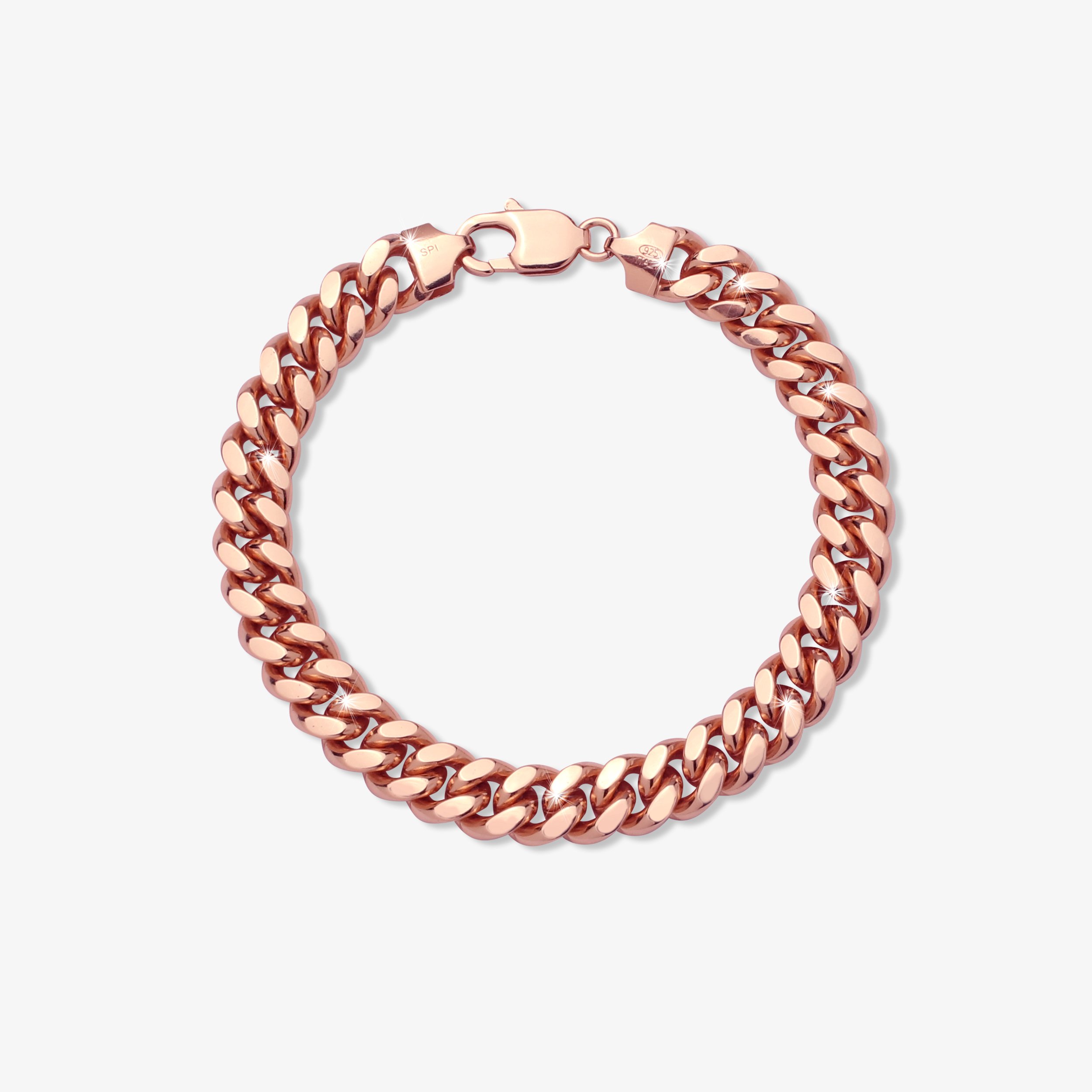 9mm-Silver-Cuban-Link-Lobster-Bracelet-Rose-Gold-a 9mm Silver Cuban Link Lobster Bracelet Rose Gold - a