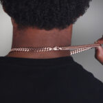 9mm Silver Cuban Link Lobster Chain Rose Gold c