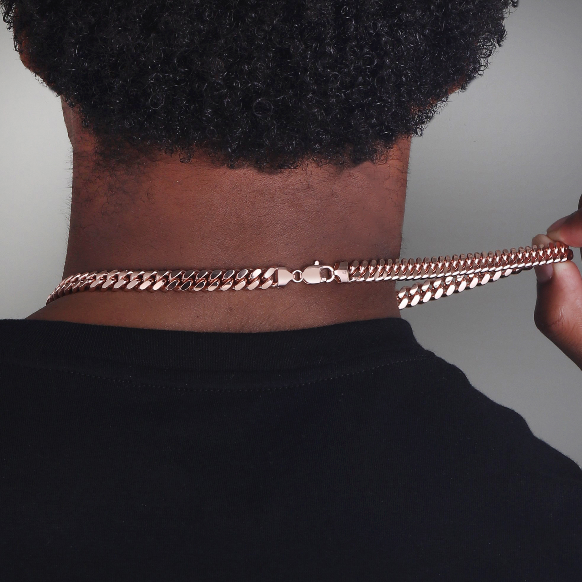 9mm-Silver-Cuban-Link-Lobster-Chain-Rose-Gold-c 9mm Silver Cuban Link Lobster Chain Rose Gold c