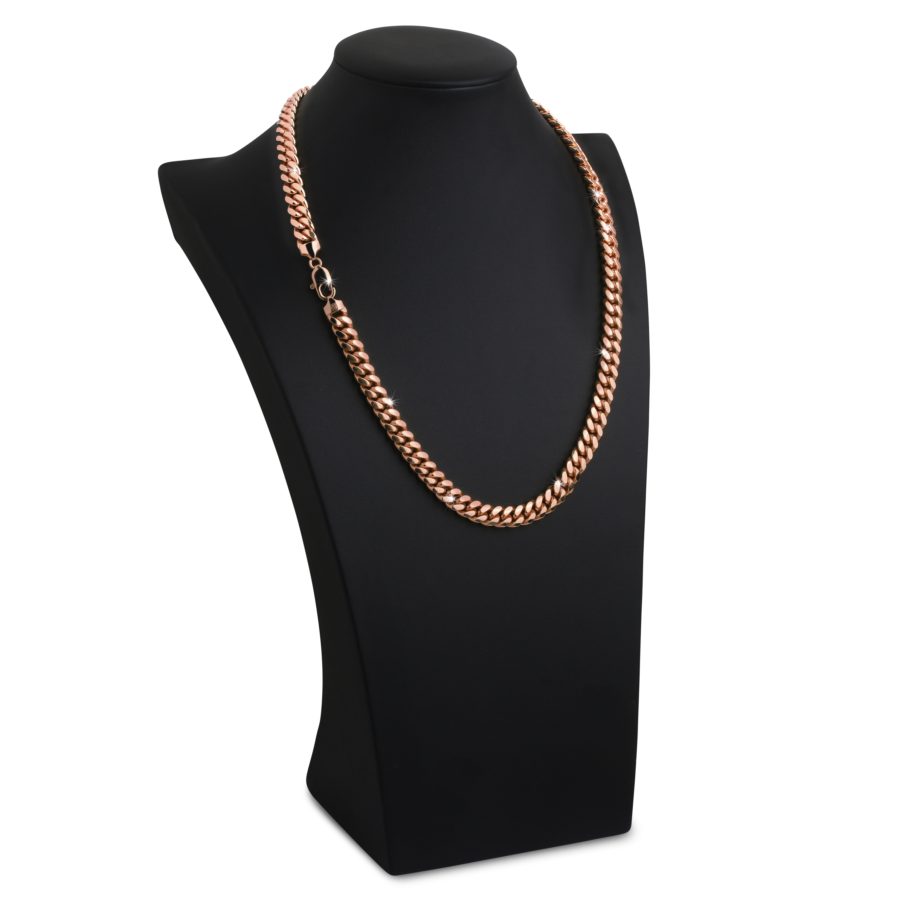 9mm-Silver-Cuban-Link-Lobster-Chain-Rose-Gold-d 9mm Silver Cuban Link Lobster Chain Rose Gold d