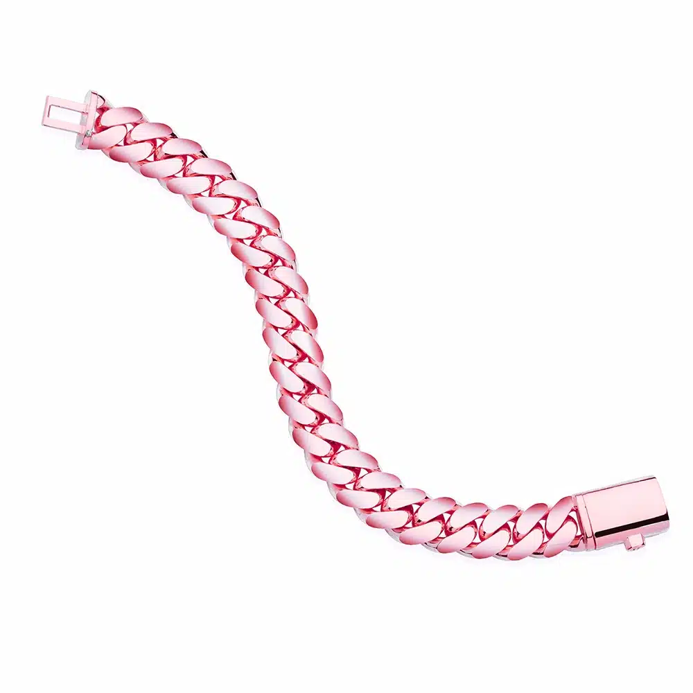 Premium Handmade In Miami Cuban Link Bracelet Rose Gold Finish 15mm